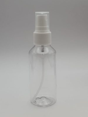 Botella PET 60 ml Transparente con Pulverizadora Blanca